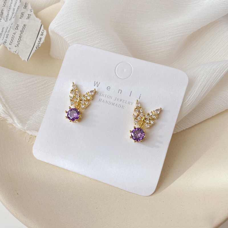 Anting Stud Desain Kupu-Kupu Lukisan Minyak Berlian Bahan S925 Silver