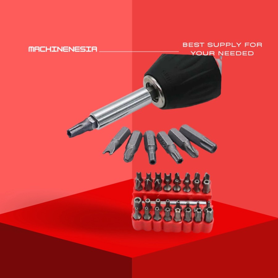 KEPALA MATA OBENG HOLLOW BINTANG MAGNET 1SET ISI 32PCS / MATA OBENG