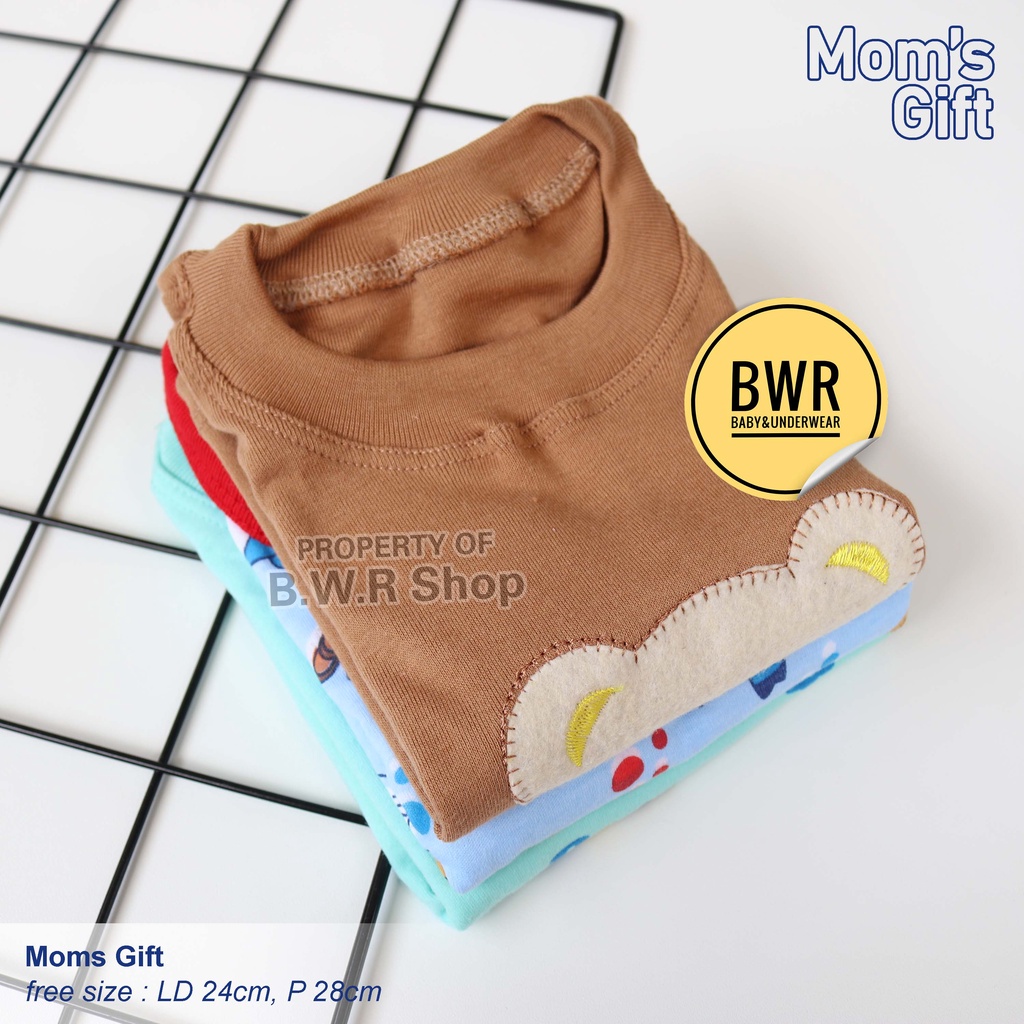 [ 3pc ] Oblong PENDEK Moms Gift Motif Random / Kaos Oblong Anak Bayi Newborn | Bwr