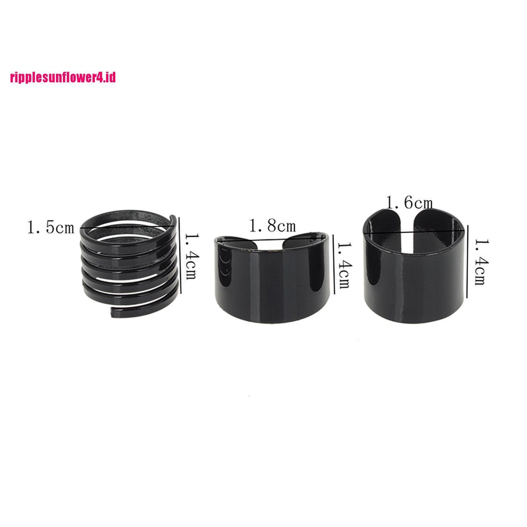 3pcs / Set Cincin Midi Model Terbuka Warna Hitam Untuk Wanita