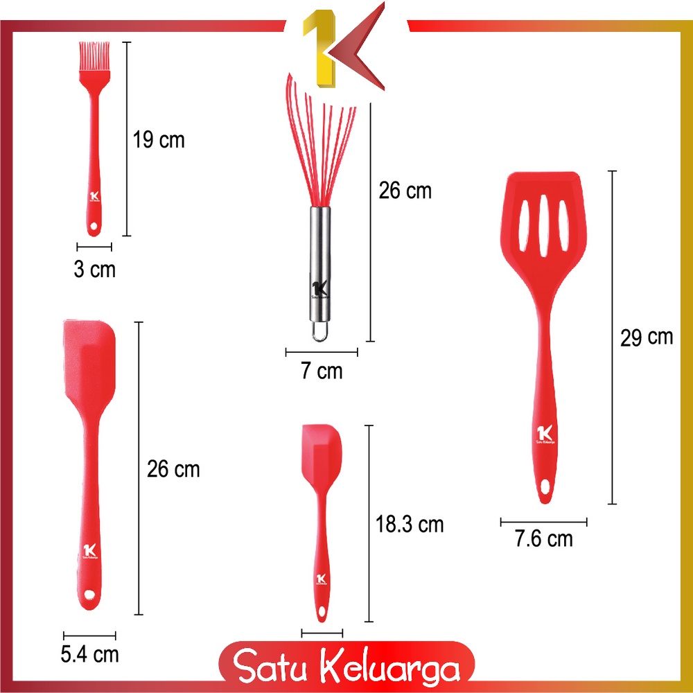 SK-C275 Sutil Silikon Set 5IN1 Silicone Kitchen Utensils Set / Peralatan Dapur Spatula Set Silikon Tahan Panas / Perlengkapan Masak-1
