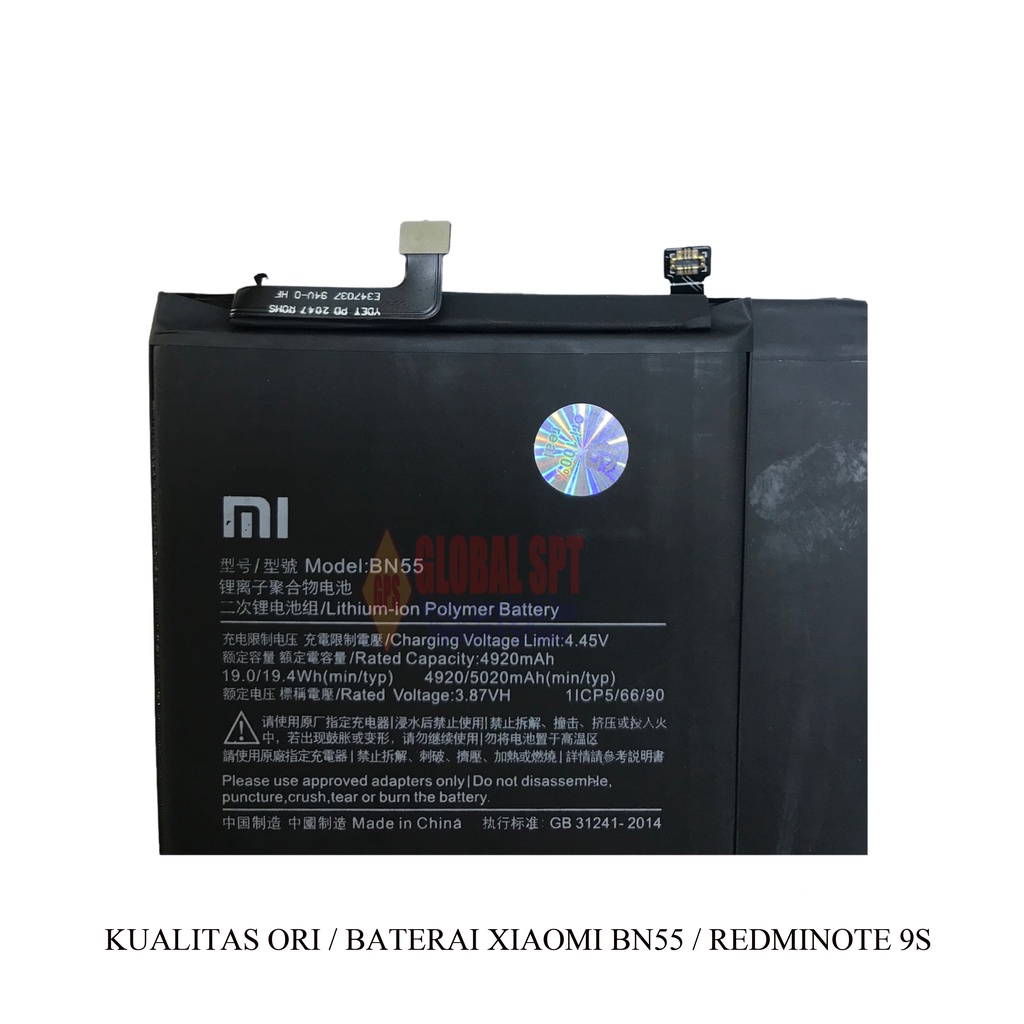 KUALITAS ORI / BATERAI XIAOMI BN55 / BATRE / BATERE XIAOMI REDMINOTE 9S / NOTE 9S