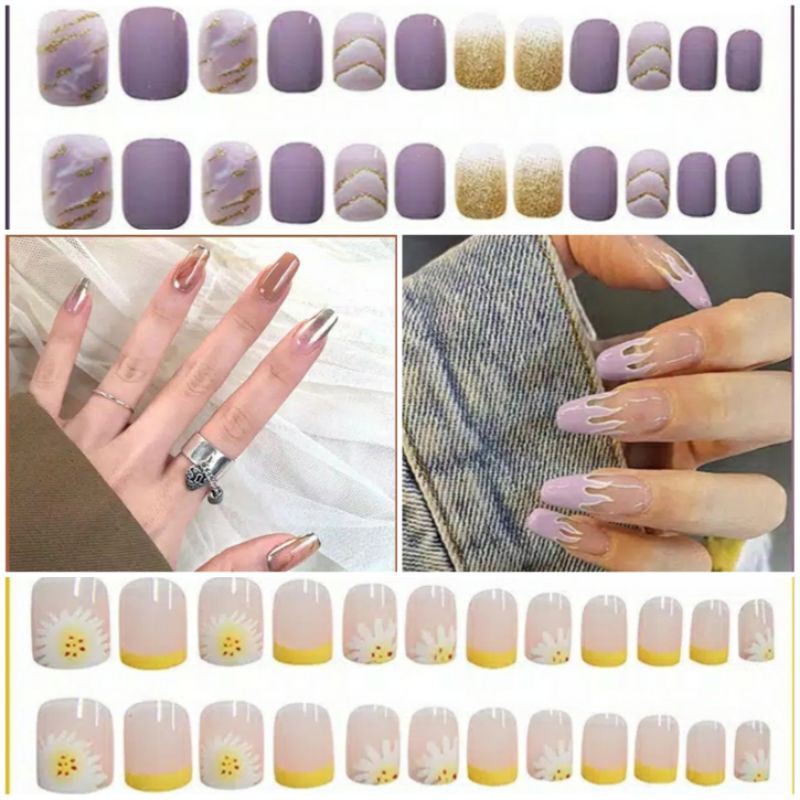 Fake Nails Art / Kuku Palsu 24 pcs (R081-R100) FREE LEM CAIR 2gr