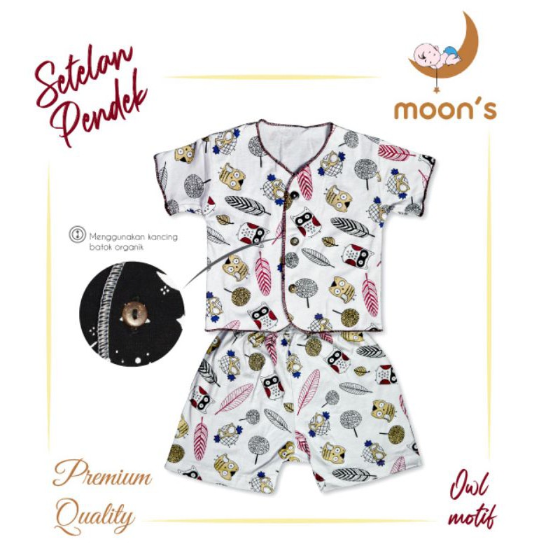 MOONS STELAN PENDEK SANTAI PREMIUM, SETELAN MAIN, SETELAN BAYI NEWBORN