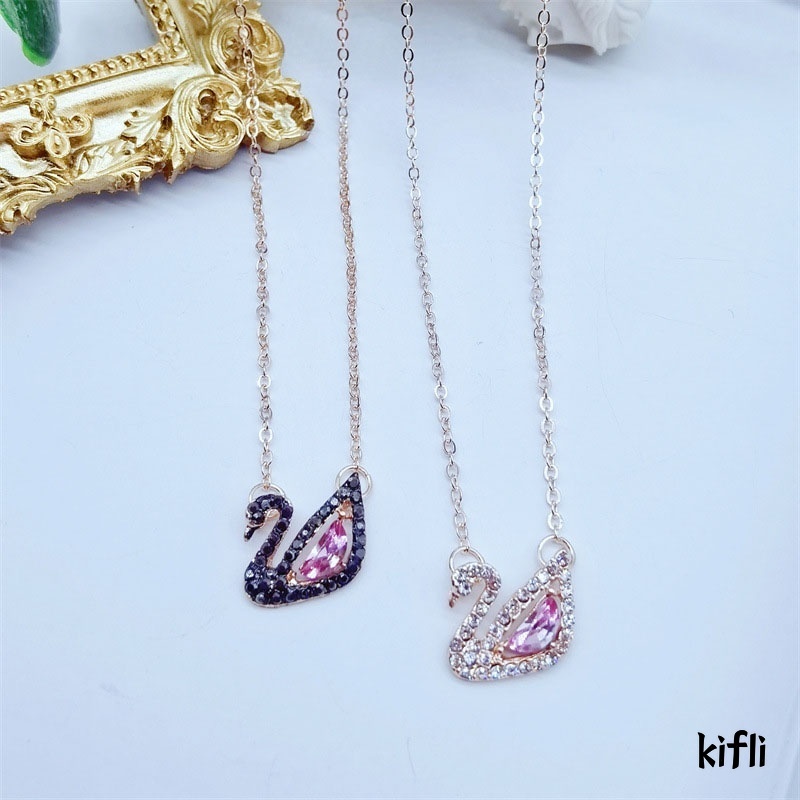Korea Kalung,Rantai Liontin Angsa,Warna Pink Berlian Imitasi Untuk,Wanita Aksesoris