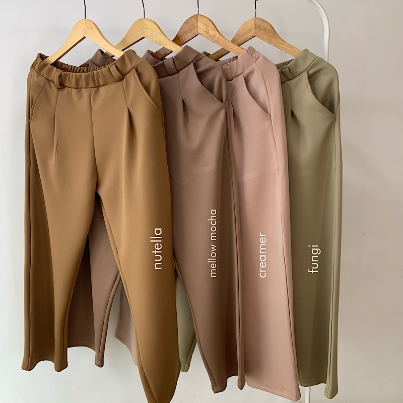 Baggy Pants Premium Scuba, Celana Wanita Basic