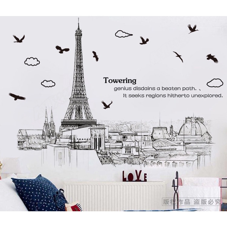 WALLSTICKER STIKER DEKORASI RUMAH CAFEE DINDING TEMBOK KAMAR RUANG TAMU DREAMS DREAM PESAWAT TOWER PARIS TOWERING