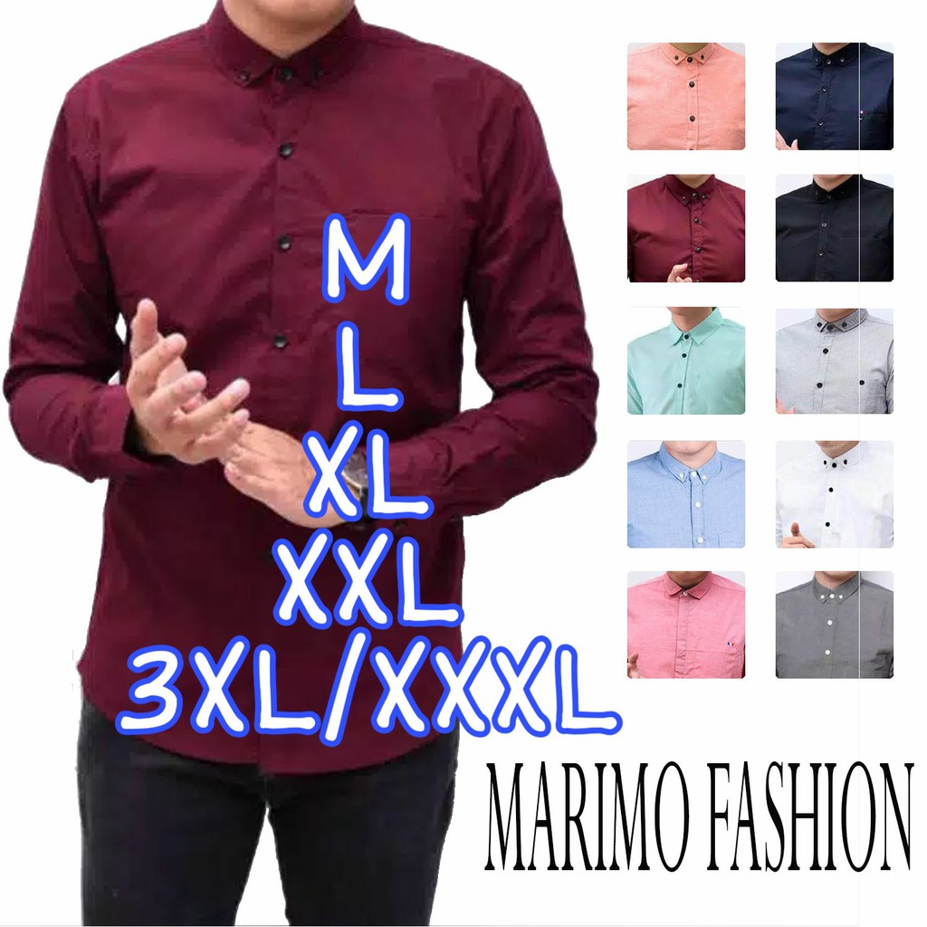 PROMO kemeja pria lengan panjang polos jumbo kerja santai baju formal casual