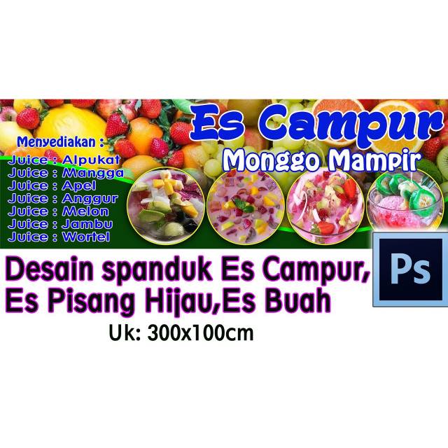 Jual Cetak Spanduk Jualan Es Buah Ukuran 3 Meter X 1 Meter Indonesiashopee Indonesia 7552