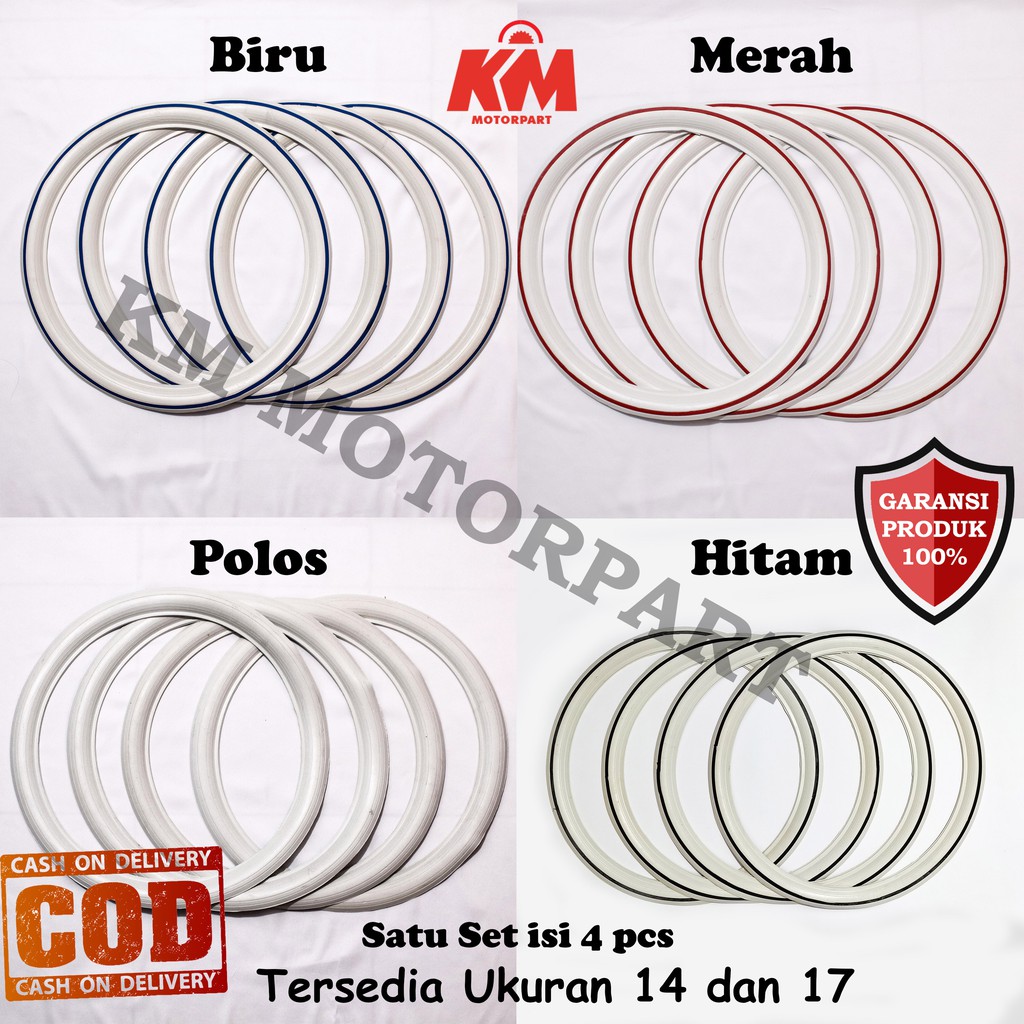 Lis Ban List Ban Motor Ring 14 Ring 17 Motor Matic dan Bebek Putih Biru Merah Untuk Motor Beat Vario