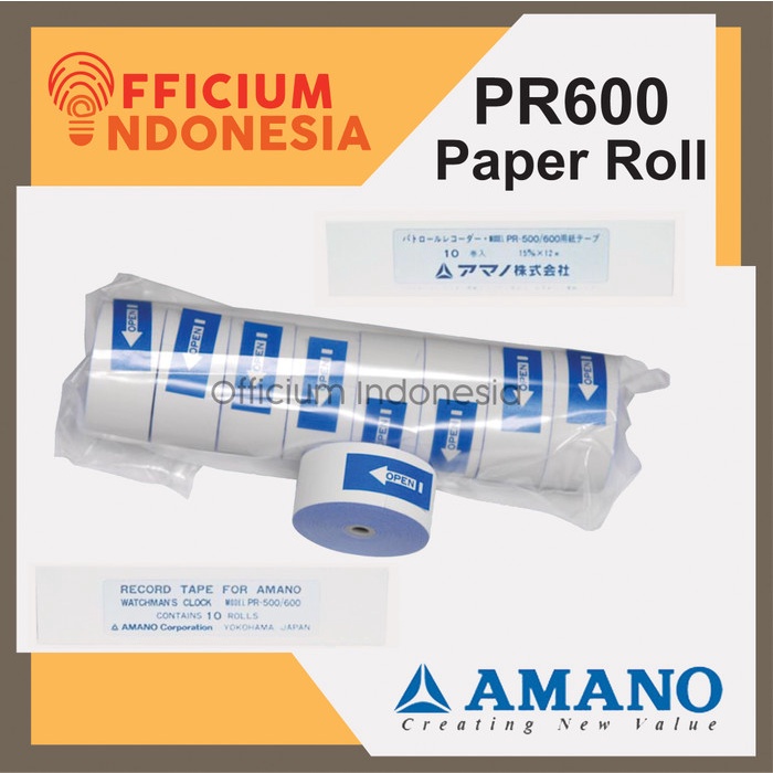 

Limited 1 Box (10) Kertas Tape Paper Roll Refill Amano Pr600 Watchman Clock