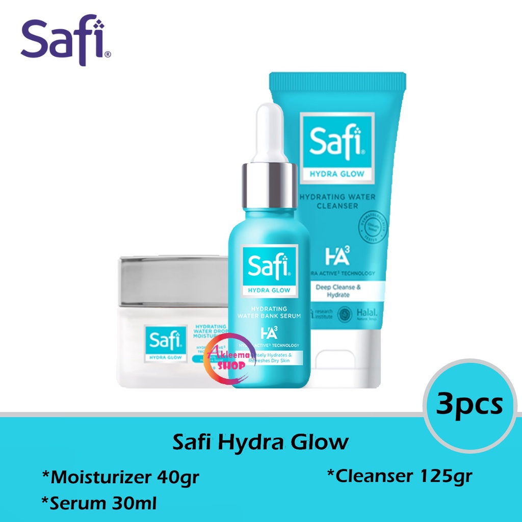 Paket Safi Hydra Glow 3pcs (Moist 40gr+Cleanser 125gr+Serum 30ml)