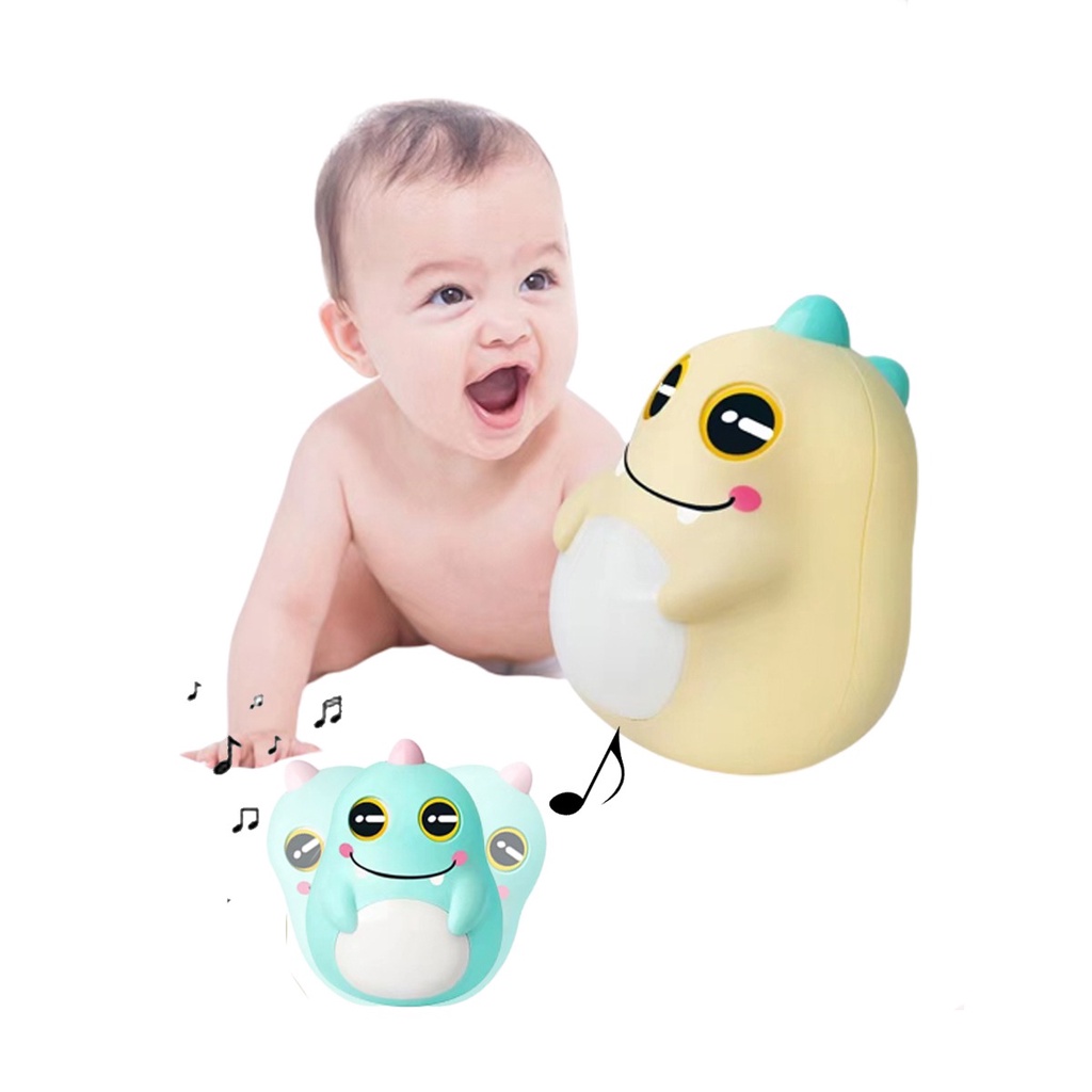 Mainan Bayi Tumbler Dinosaurus / Mainan Musik / Mainan Edukasi / Mainan Kognitif / Mainan Rattle