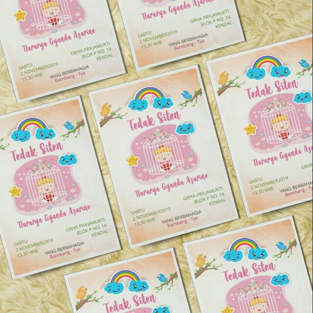 Kartu Ucapan Undangan Aqiqah Tasyakuran Tedak Siten Shopee Indonesia