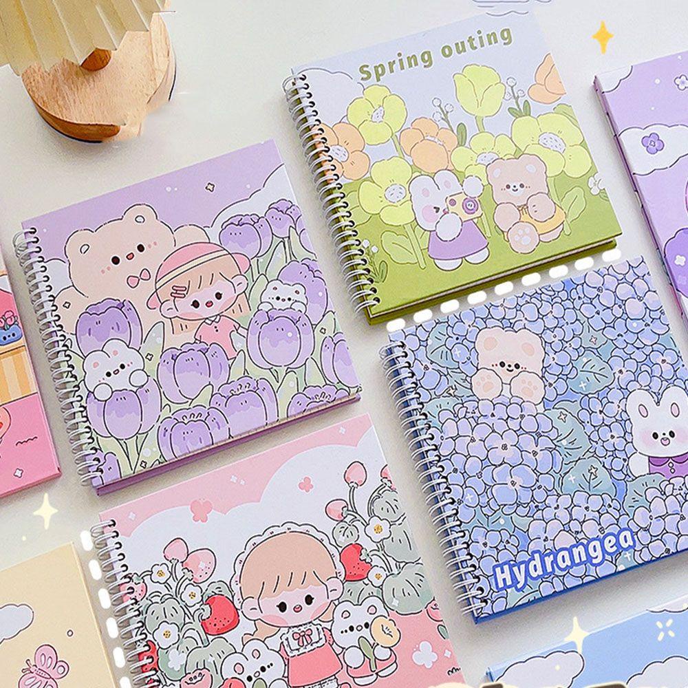 [Elegan] Kartun Spiral Notebook Grid Paper Portable Diary Notepad Tangan Akun Perlengkapan Sekolah Jurnal Buku Jadwal Buku