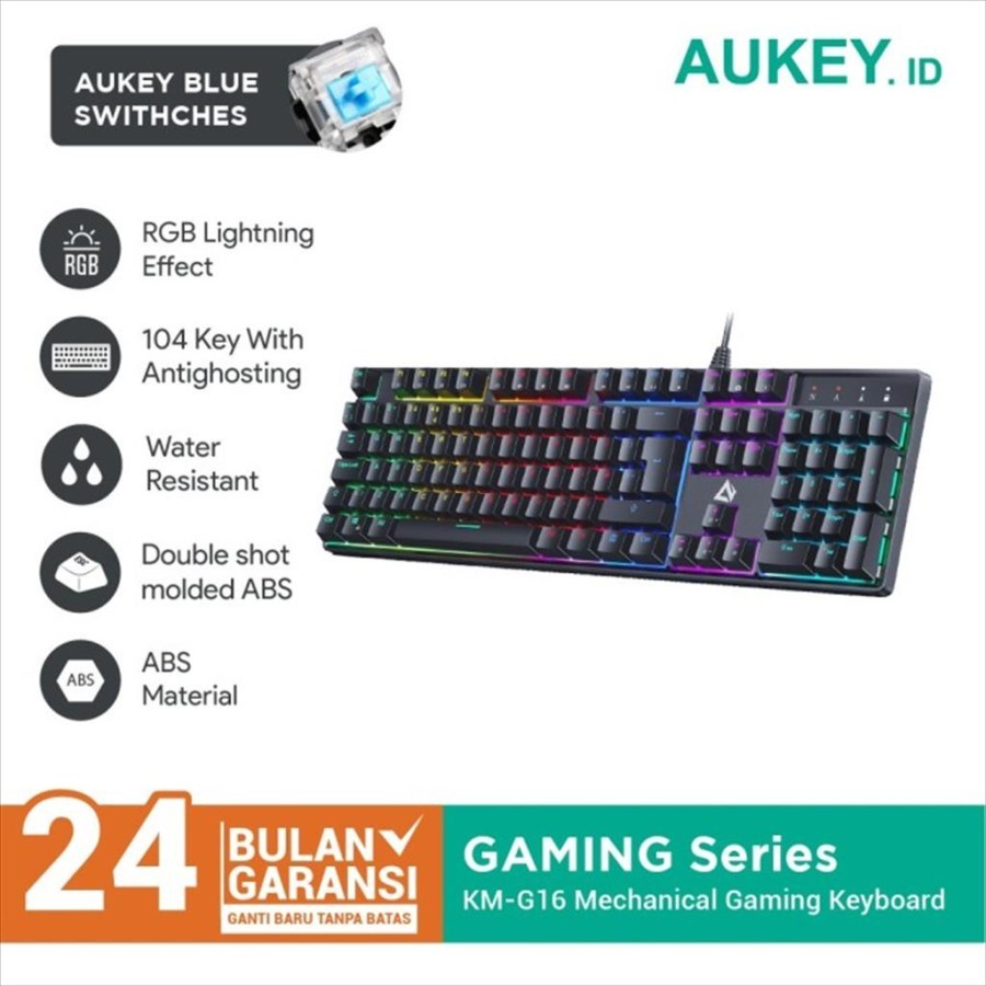 Keyboard Aukey KM-G16 Mechanical RGB - Blue Switch