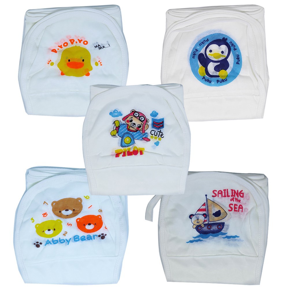 Chiubie Baby Wear Popok Tali Putih Sablon Popok Bayi Isi 6 Pcs