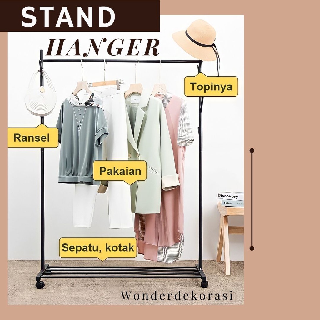 Stand Hanger Besi StandHanger Gawang Besi Stand Hanger Baju Topi -Wonderdekorasi