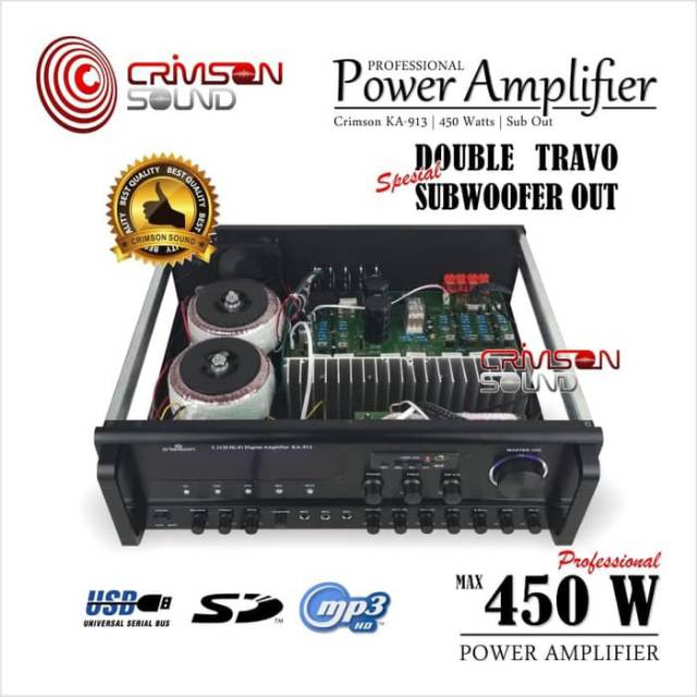 Power Amplifier 5 Output 450w Double Travo Crimson KA-913 ORIGINAL