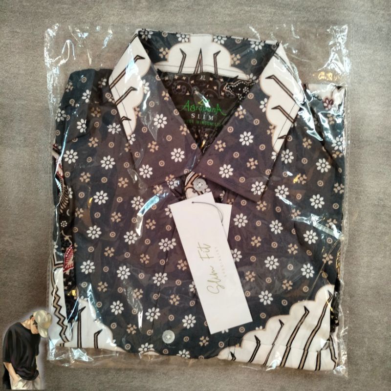 [NEW] Baju Kemeja BATIK AGRAPANA Slimfit Slim Fit Pria Lengan Pendek Labda Size XL ORI