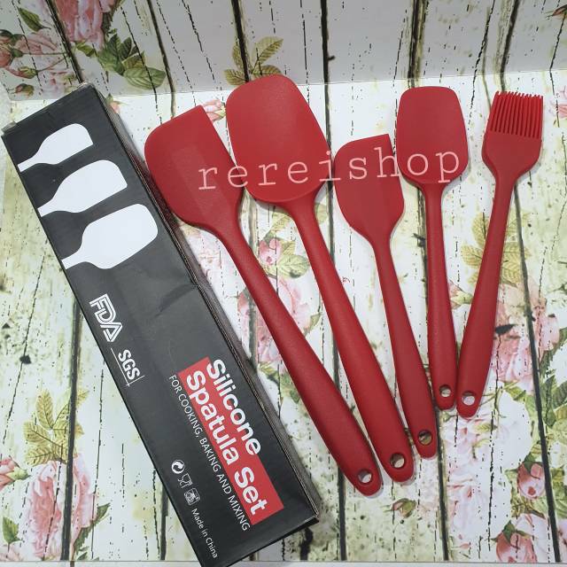 rubber spatula set 5pcs non sambungan with box