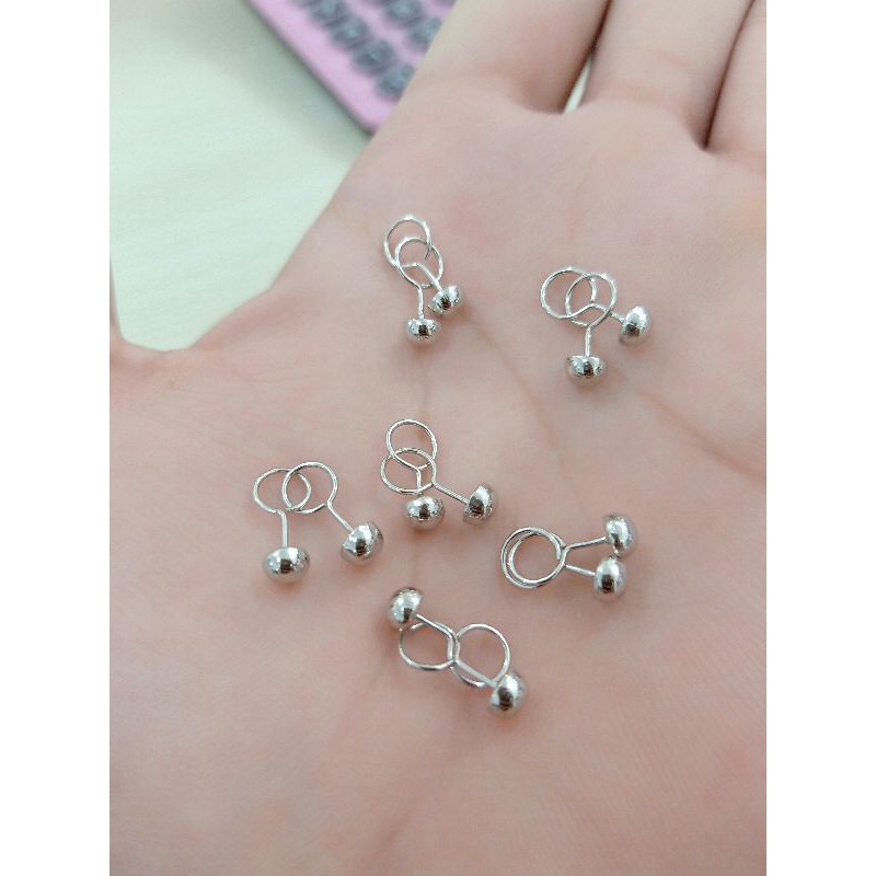 ANTING TOGE POLOS PERAK MURNI LAPIS MAS PUTIH 0.5 GR