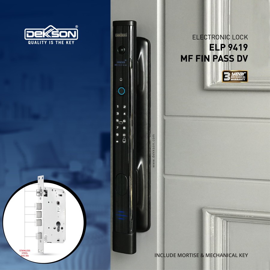 Electronic Lock Dekkson ELP 9419 MF FIN PASS DV Black/ Gagang Pintu