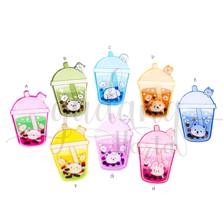 GEMEZZ Pin Akrilik Rainbow Boba Bros Tas Motif Minuman Boba Firal GG 208491