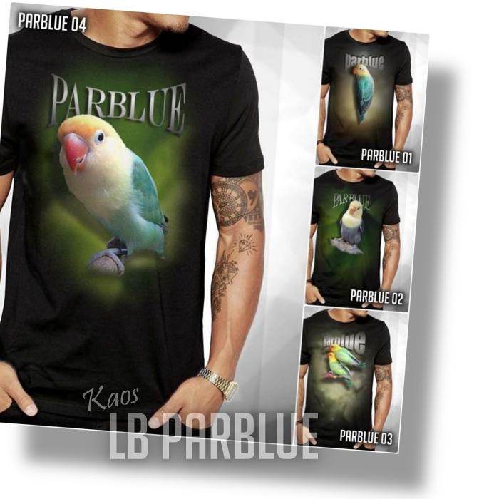 KAOS LOVEBIRD Baju Kaos Burung Kicau Mania Lovebird Parblue Tshirt Distro Premium
