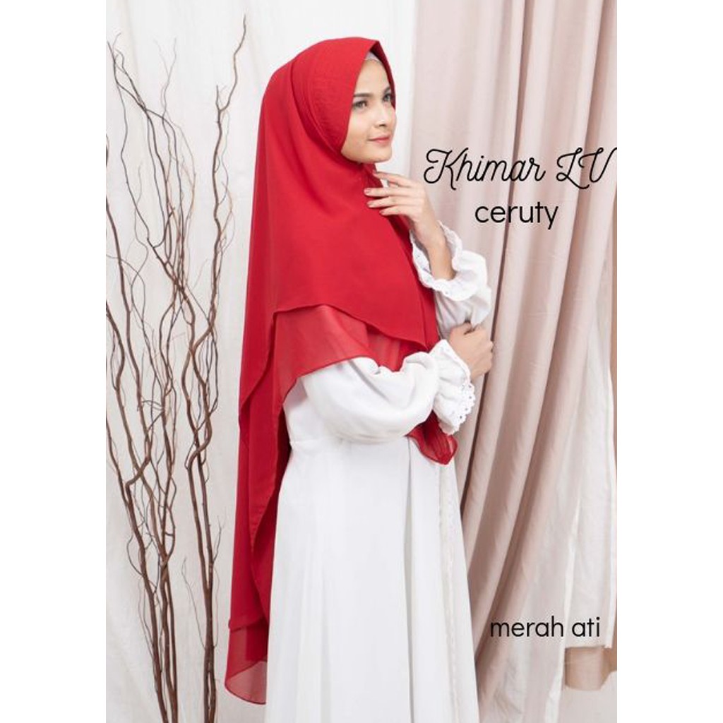 KHIMAR CERUTY PREMIUM 2 LAYER/KHIMAR INSTAN CERUTY/KERUDUNG CERUTY 2 LAYER JUMBO/HIJAB SYARI TERLARIS KHIMAR LV