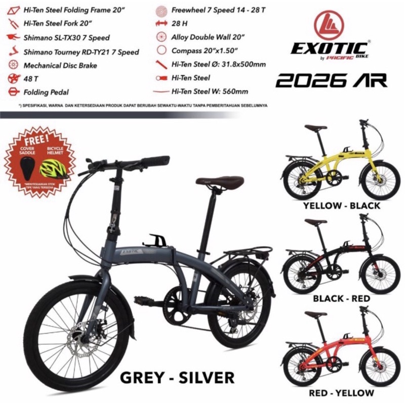 Sepeda lipat 20inch EXOTIC 2026 AR 7speed new