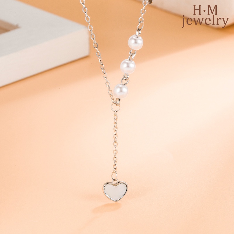 Kalung Mutiara Bentuk Hati Gaya Elegan Untuk Aksesoris