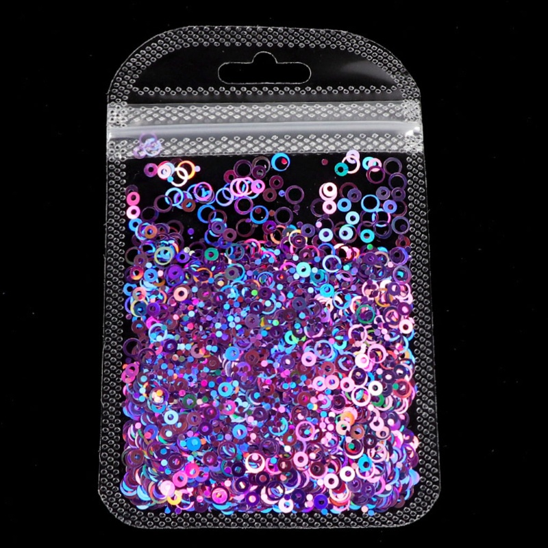 SIY  10 Colors Hollow Round Shape Holographic Chunky Glitter Epoxy Resin Festival Chunky Laser- Flakes  Mixed Sequins 2g Per