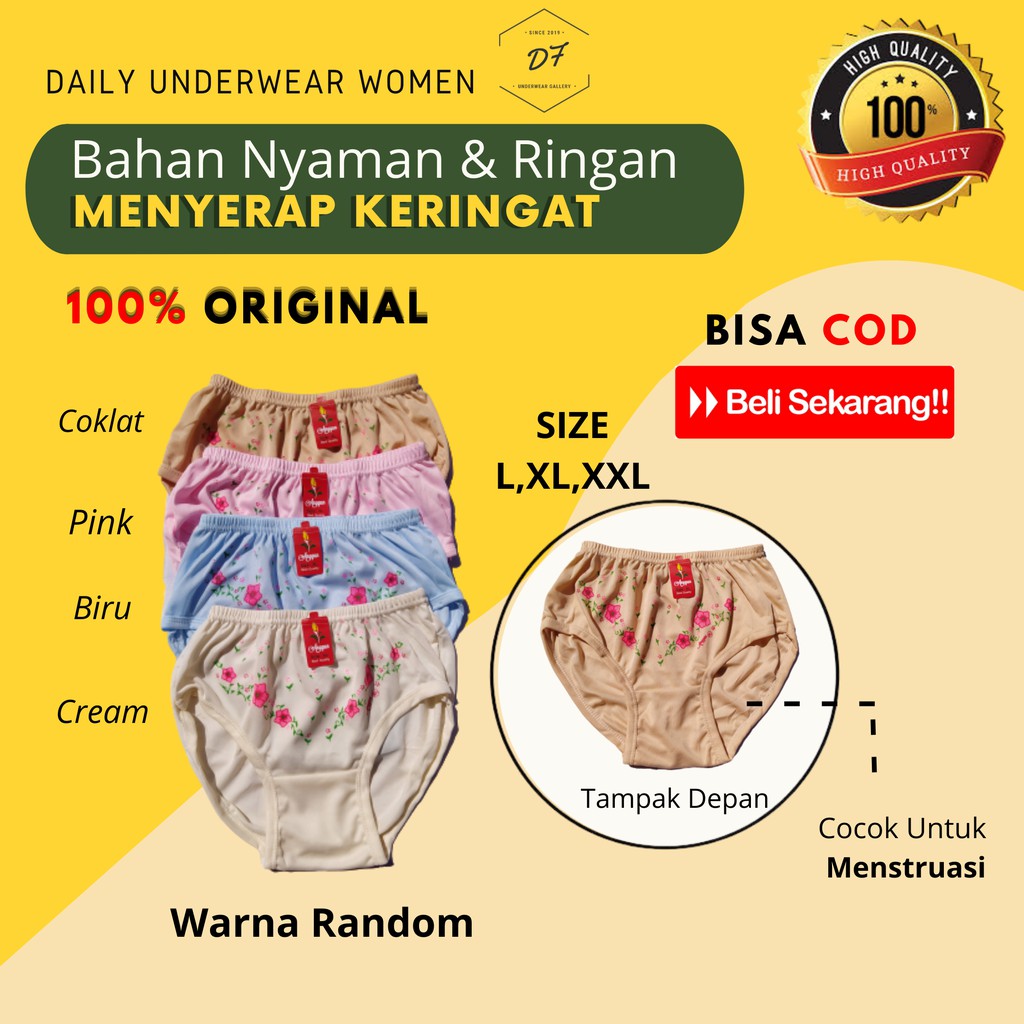CD CELANA DALAM WANITA PEREMPUAN CEWEK DEWASA MOTIF KM MENSTRUASI BIG SIZE JUMBO MURAH LUSINAN