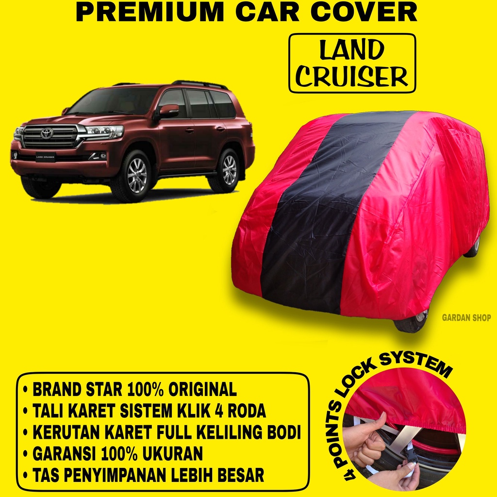 Body Cover LAND CRUISER MERAH HITAM Penutup Bodi Mobil Land Cruiser Waterproof PREMIUM