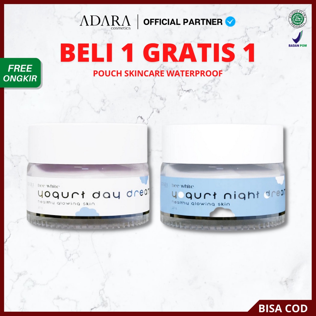 [ Agen Resmi ] ADARA - BEE WHITE YOGURT DAY CREAM &amp; NIGHT CREAM | Krim Moisturizer Pelembab Wajah Siang Malam Original