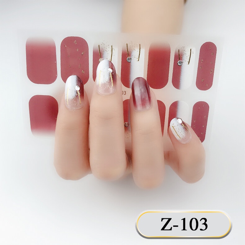 Z 14Pcs/Set Stiker Kuku 3d Desain Bermotif High End Berlian Mutiara Permata Warna-Warni Untuk Tempel Tahan Air Tahan Lama Menicure Stickers Korea Self Adhesive Fashion Sticker kuku Full Aksesoris Dapat Kupas Mudah Digunakan Dan Dilepas Anti Air Nail Art