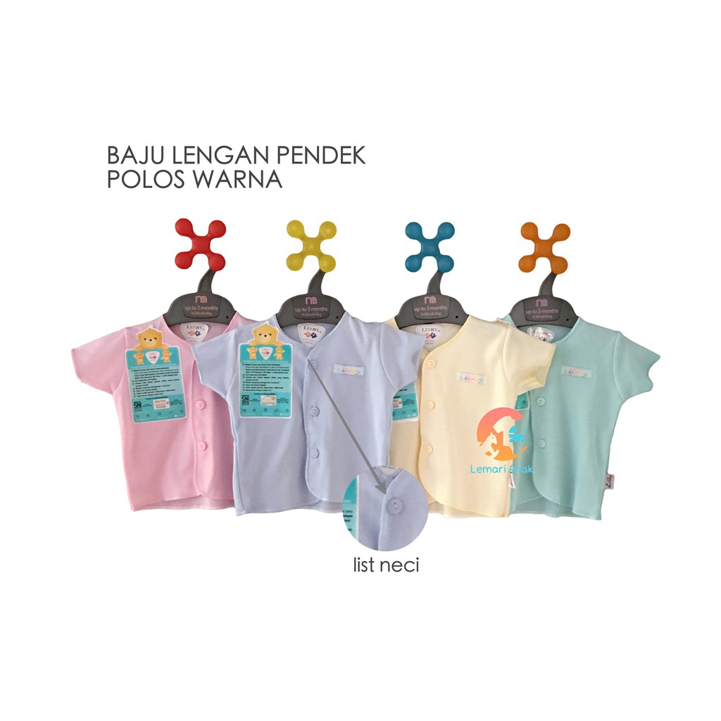  LIBBY  Baju  Lengan  Pendek  Polos Warna 0 6 Bulan Shopee 