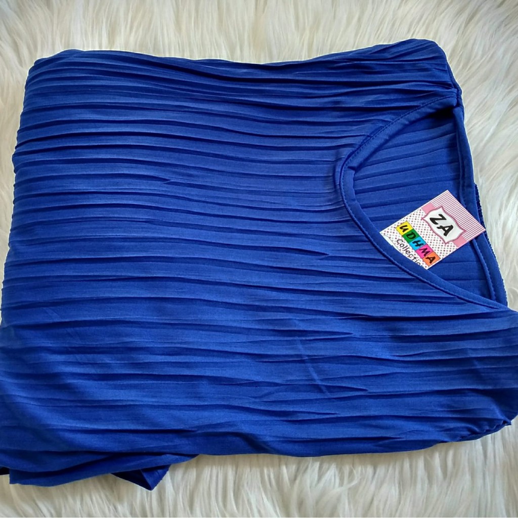 Gamis Plisket Terbaru / Model Tali Pita / Longdress Plisket Lengan Panjang Murah-Gamis Pita-BIRU/NAVY