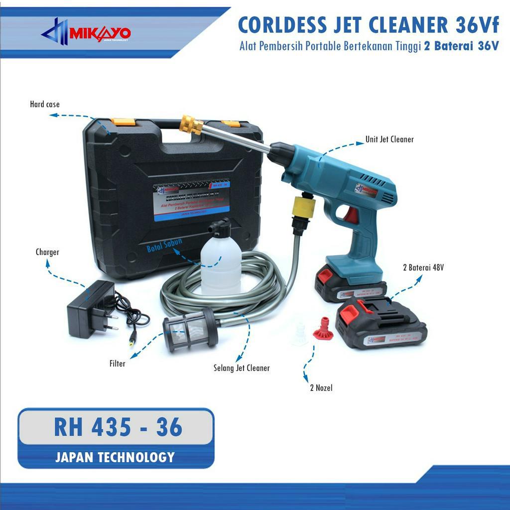 NEW MIKAYO Mesin Cuci Steam Motor Mobil Baterai 36 volt 2 BATERAI Cordless Jet Cleaner High Quality Full Accessories