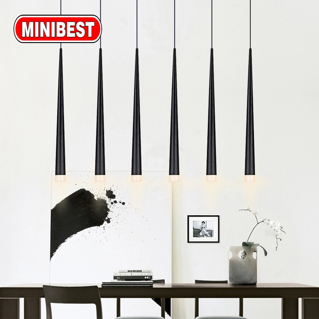 [MB] Lampu Gantung LED Tabung Kerucut Minimalis / Lampu Dekorasi Bar, Dapur - 20CM-HITAM