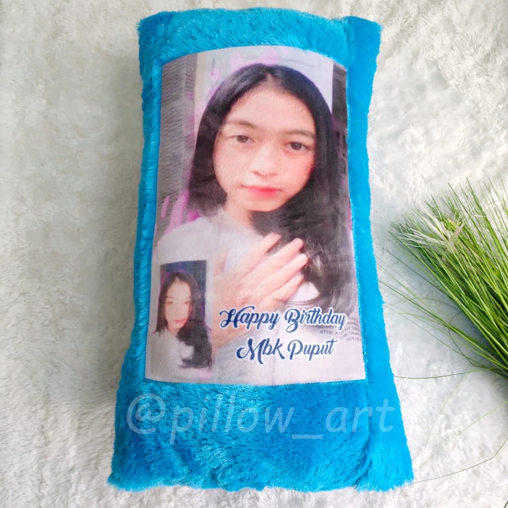 Pillowart - Bantal Cinta Bulu Rasfur Custom Foto Ukuran 80x40 cm / Hadiah - ART019