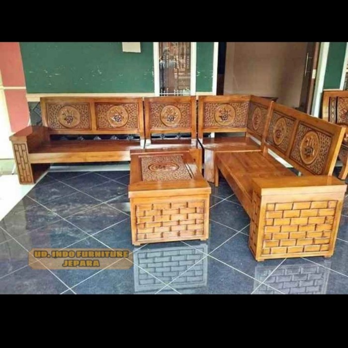 kursi dan meja kayu jati/kursi tamu ukir/kursi sudut kayu jati