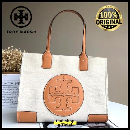 Bag Canvas - (100% Original) Tas Tory Burch Tote Bag Ella Canvas Medium