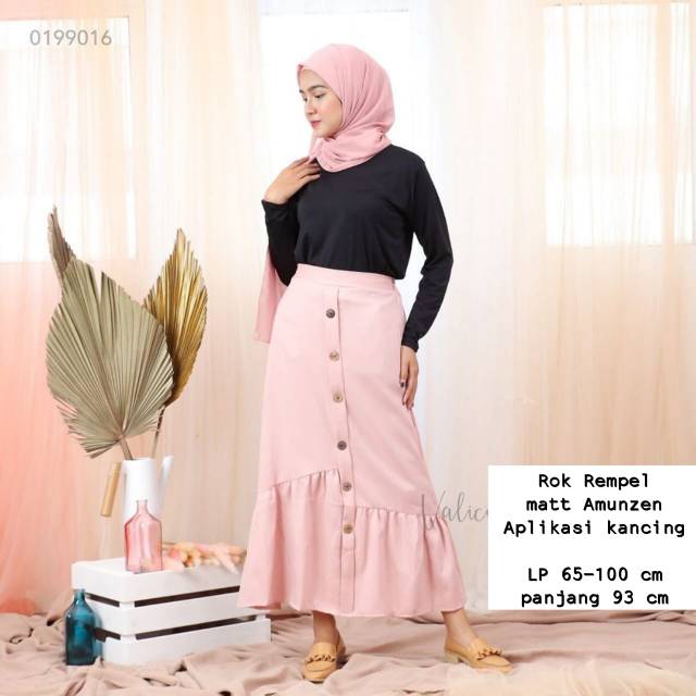 ROK REMPEL AMUNZEN, FULL KANCING HIASAN, SIZE BESAR, KARET BELAKANG