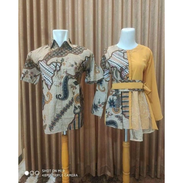 COUPLE BAJU BAJU BATIK WANITA MODERN KATUN MIX BROKAT TILE+