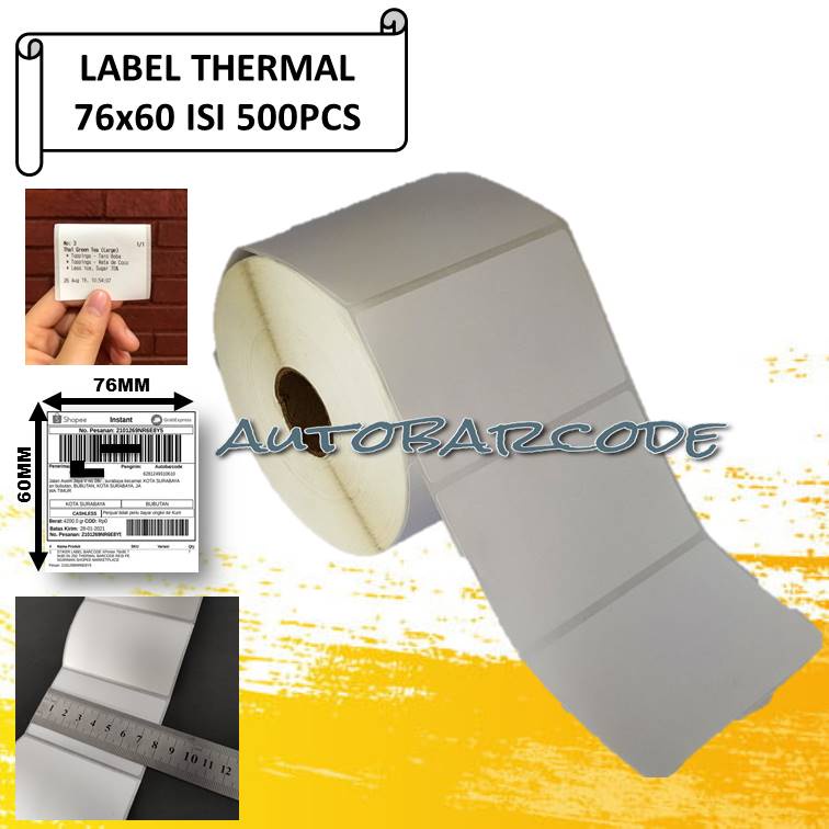 LABEL THERMAL 76X60 ISI 250 LABEL STICKER RESI PENGIRIMAN PRINTER 80MM Label Resi Kecil 75x50 80x50 / 78x95 / 78x100