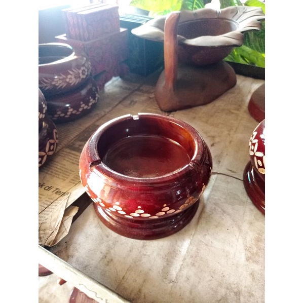 Asbak Kayu Jati Motif