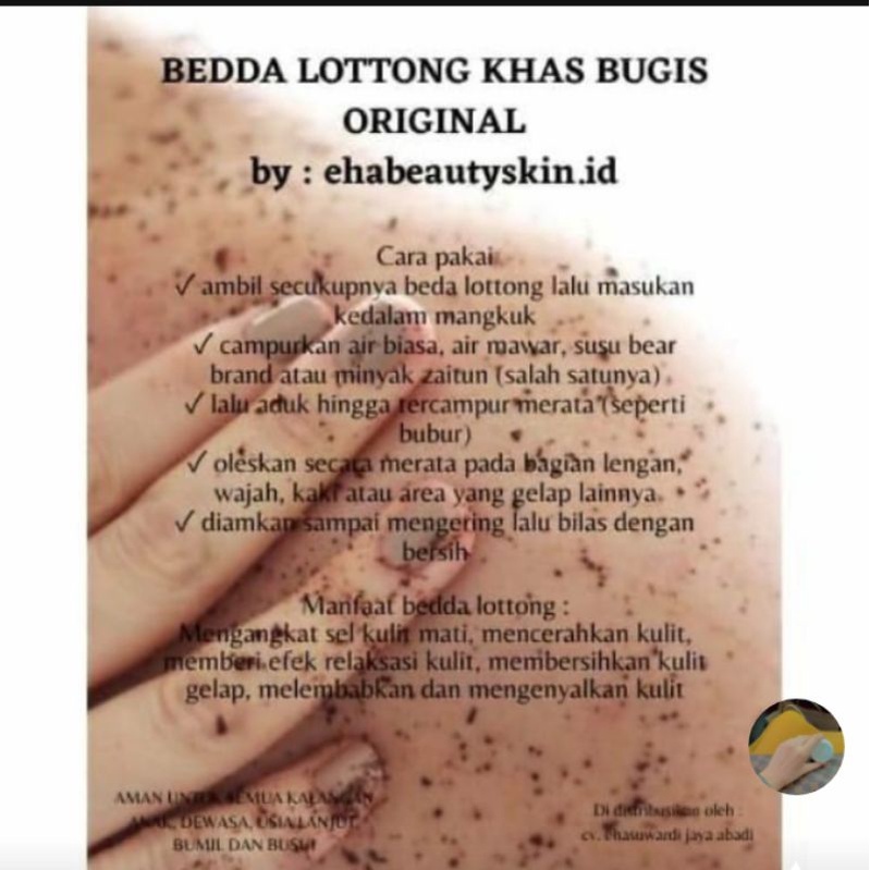 Lulur Pemutih Badan Permanen Aman BPOM Bedda Lotong Khas Bugis Ehabeautyskin Whitening Body Scrub