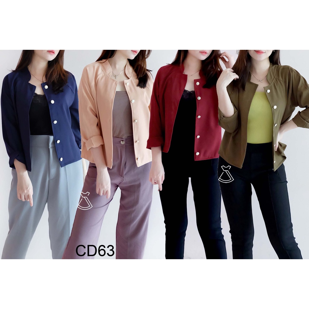 CD63 - Outer Blazer Wanita Basic Long Sleeves Cotton Stylish Casual Look